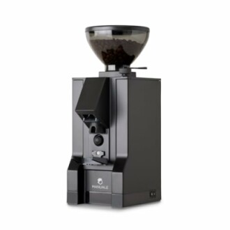 Electric coffee grinder with beans in hopper