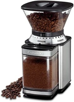 Cuisinart coffee grinder with coffee beans and grounds