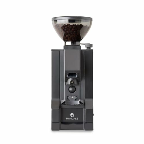 Manual coffee grinder with beans in hopper